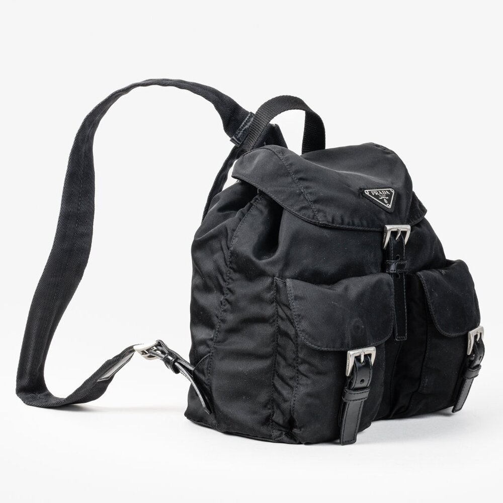 Prada Saffiano-Trimmed Tessuto Backpack